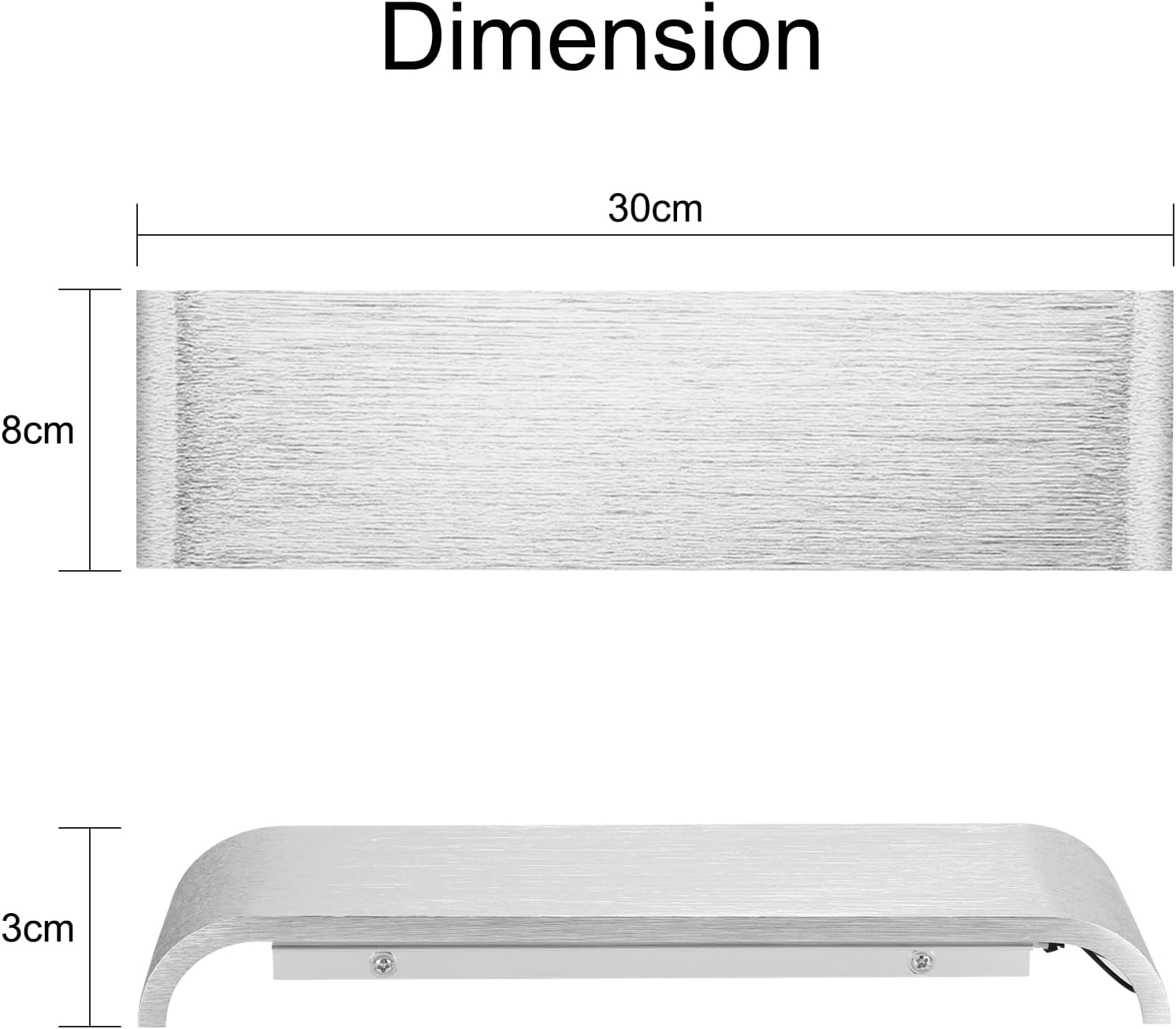 Lightess 2x 31cm LED Wall Lights Up Down Silver Lamps – Warm White Indoor Use