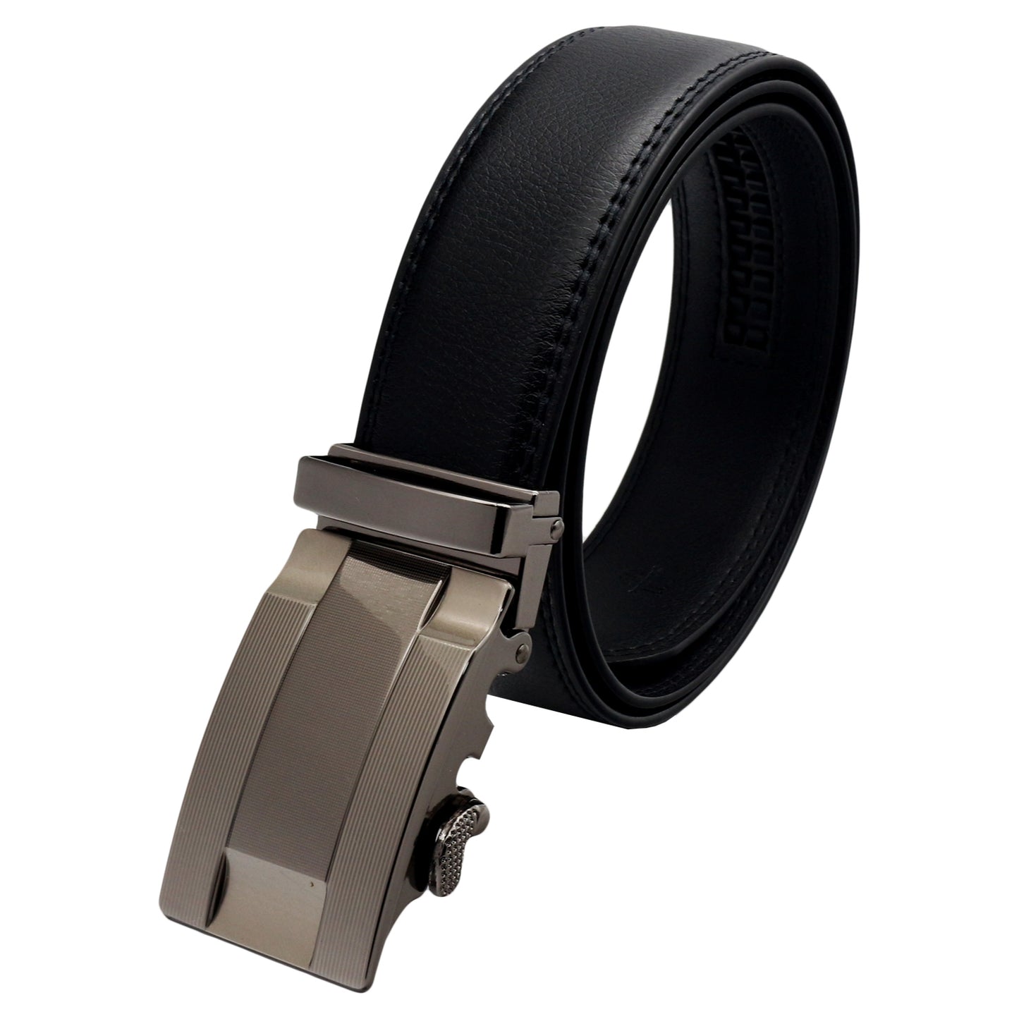 QHA Men's Triple Stripe Gunmetal Ratchet Belt 35mm Holeless Q5087