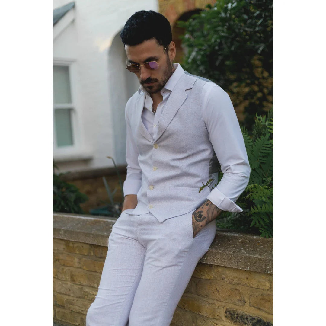 TruClothing Men's 2 Piece Suit Waistcoat Trousers Light Grey Wedding