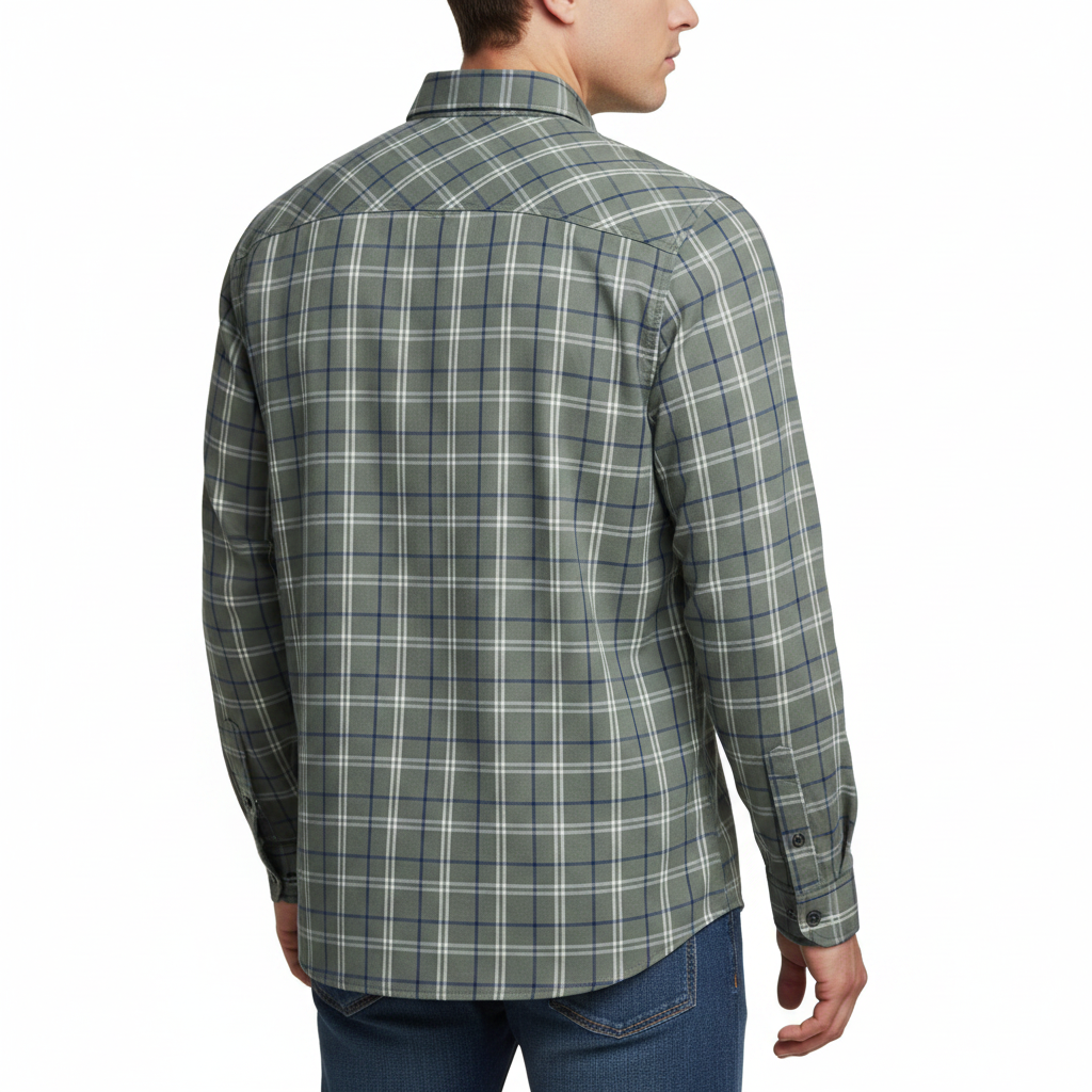 Wrangler Men's 2 Pocket Casual Utility Shirt | Navy & Green Check | L–2XL