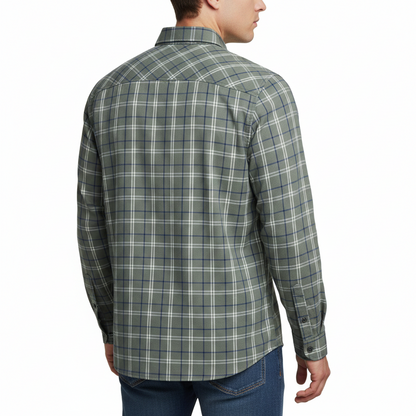 Wrangler Men's 2 Pocket Casual Utility Shirt | Navy & Green Check | L–2XL
