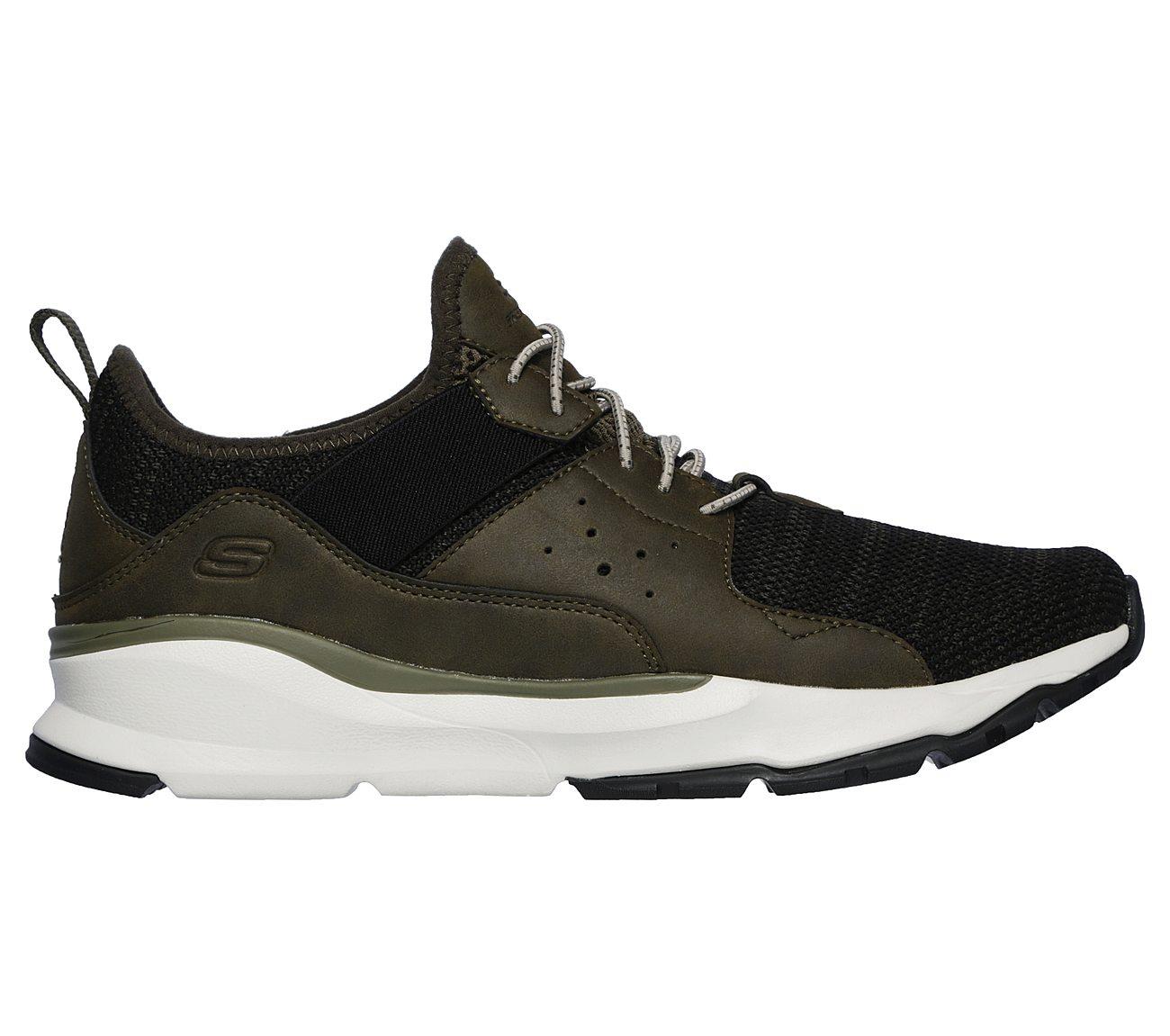 SKECHERS Men's Relven-Arkson Slip On Stretch Laced Sporty Casual Comfort Sneaker in Olive