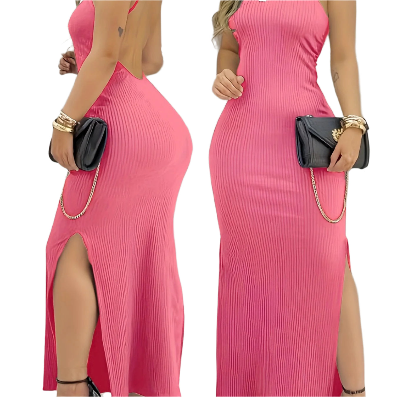 Solid Elegant Spaghetti Strap Sleeveless Backless Maxi Dress