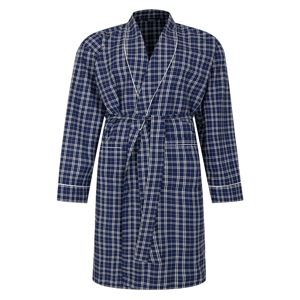 Espionage Tradition Gown For Men in Navy Check, 2XL-8XL