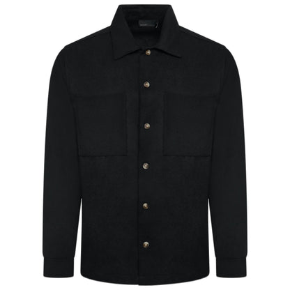 Ex-ASOS Men's Black Wool Mix Button Front Overshirt with Two Chest Pockets