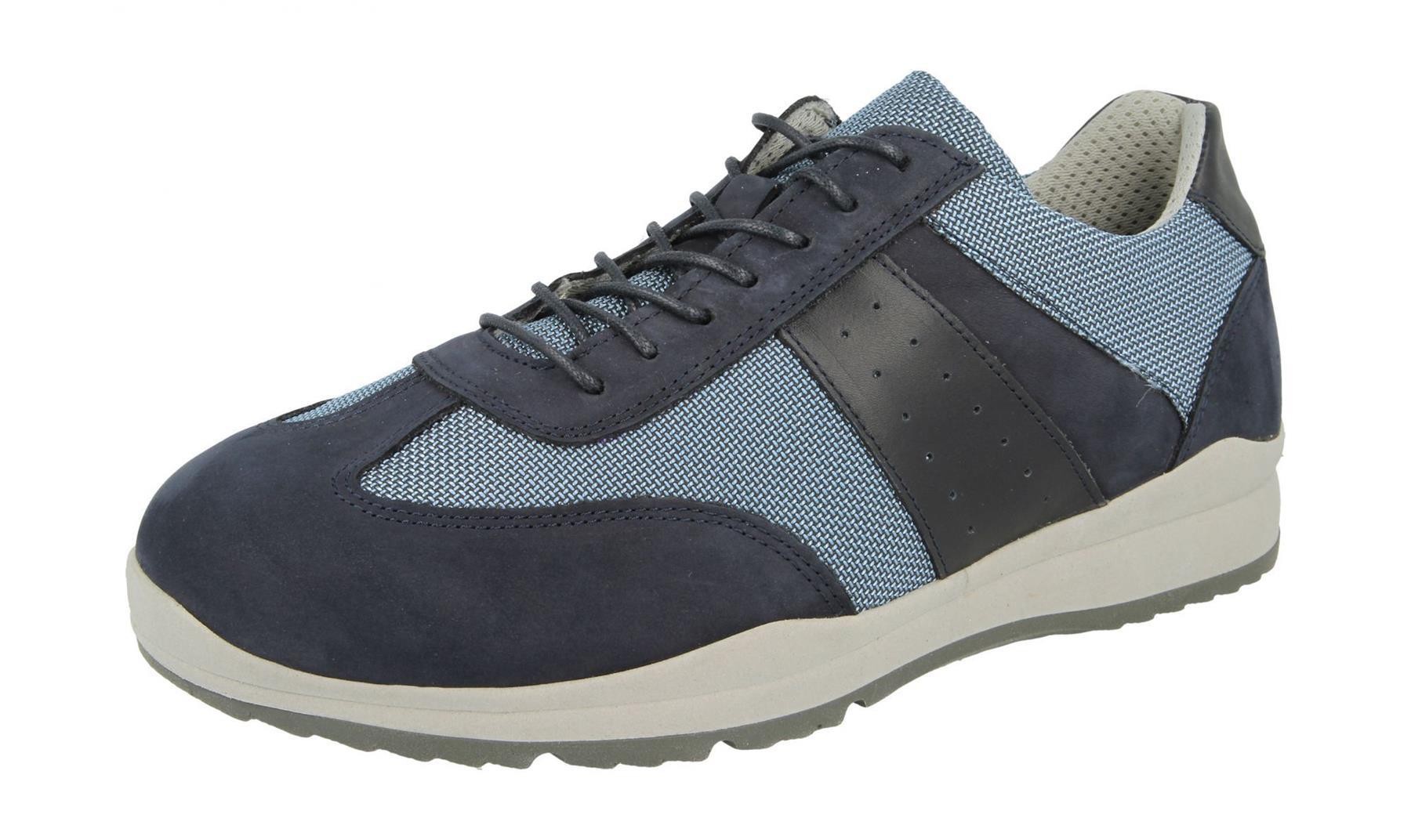 Mens Easy B Extra Wide Fit (2V) Suede/Leather Sports Sneakers (Wakefield) in Navy