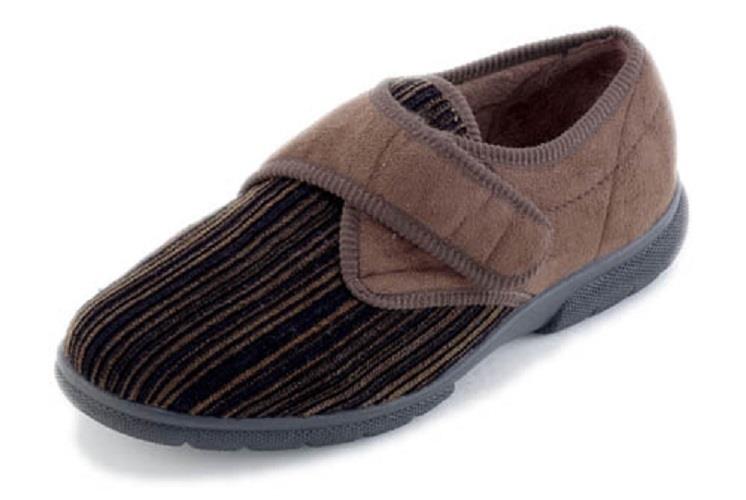 DB Mens Wide Fit (V) Touch Strap Stretch Shoes in Brown Size 6, 7,