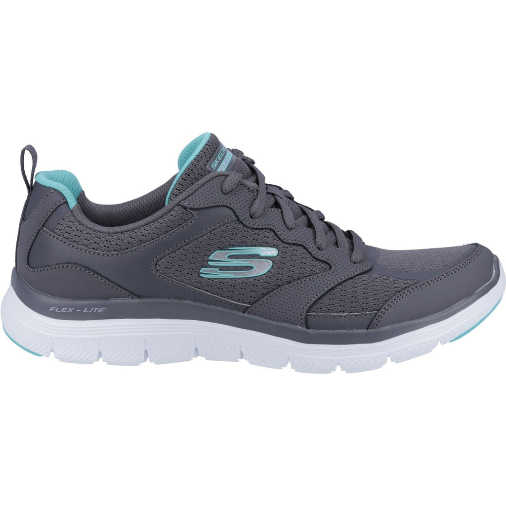 Skechers (GAR149305) Women's Flex Appeal 4.0 Active Flow Sport Shoes in Charcoal/Turquoise 3 to 8