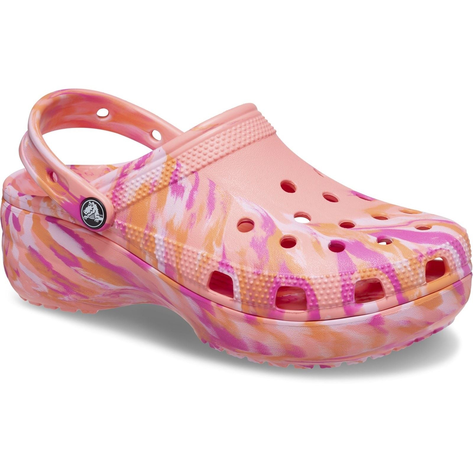 Crocs Women's Classic Platform Marbled Clog in Guava/Multi 4 to 8