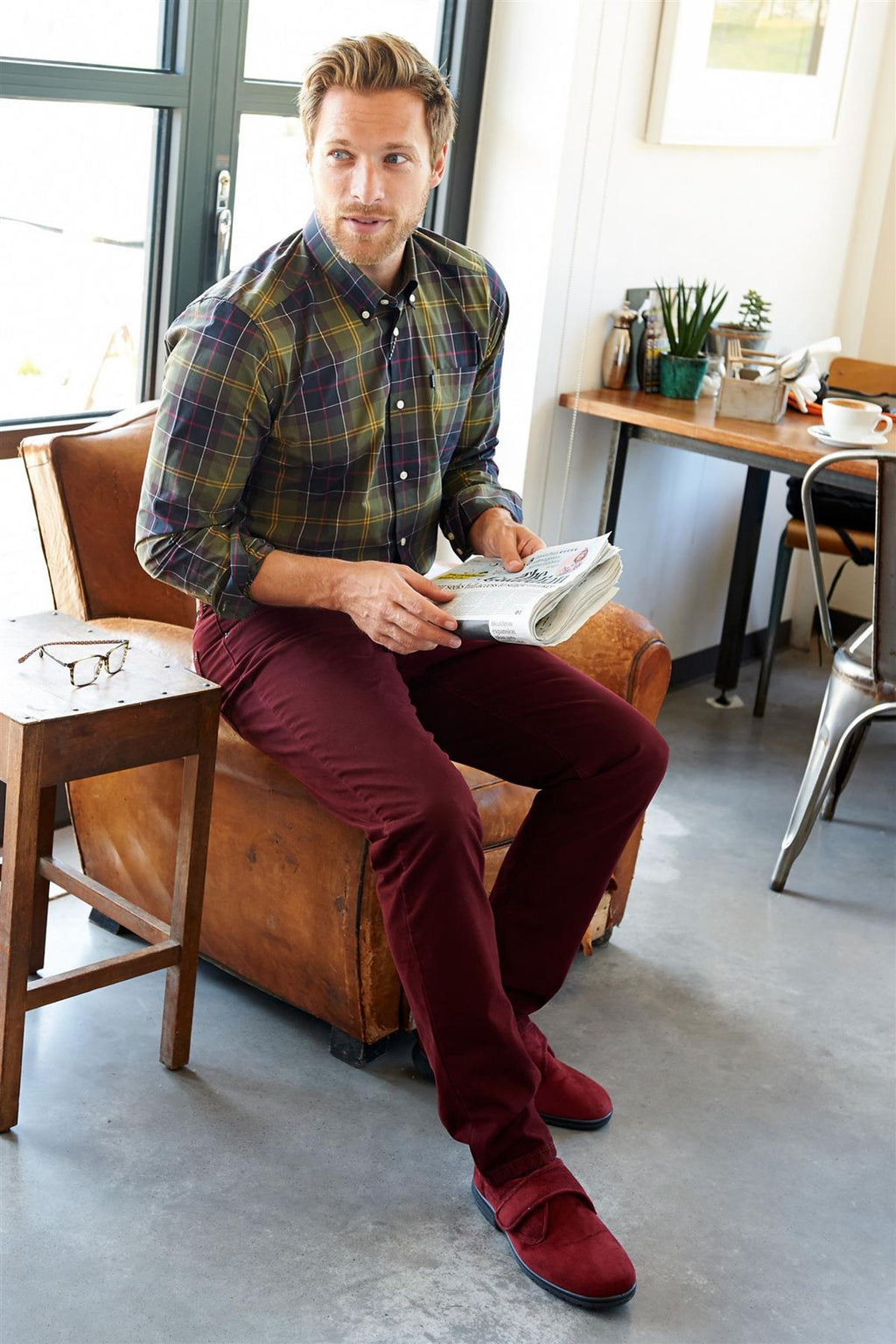 Men'S Slippers / House Shoes (Daniel)2V Wide Fit By Db Shoes in Burgundy