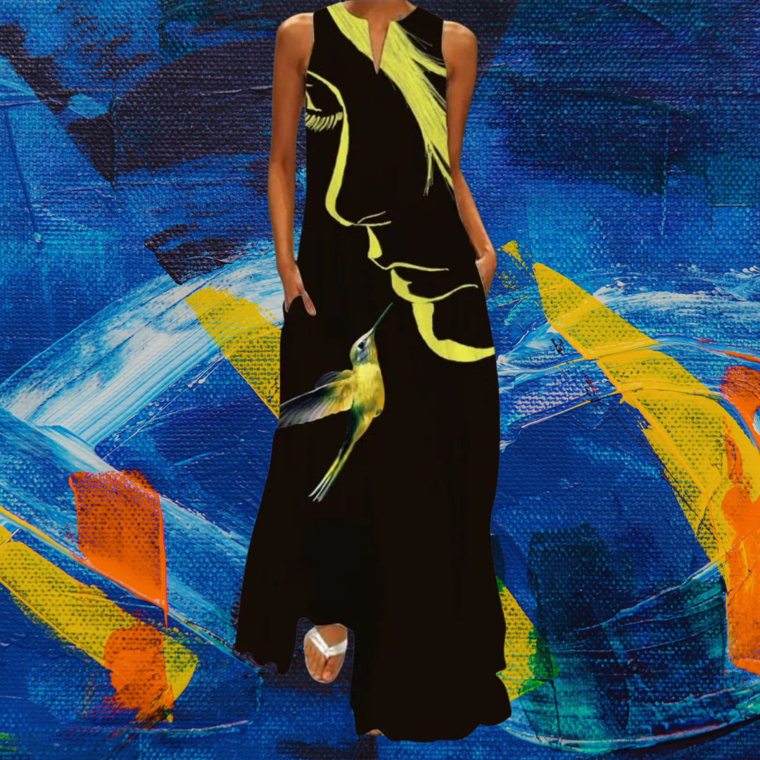 Bohemian Printed Maxi Dress with Pockets - Loose Ankle-Length Summer A-Line Dress for Women COLLECTION