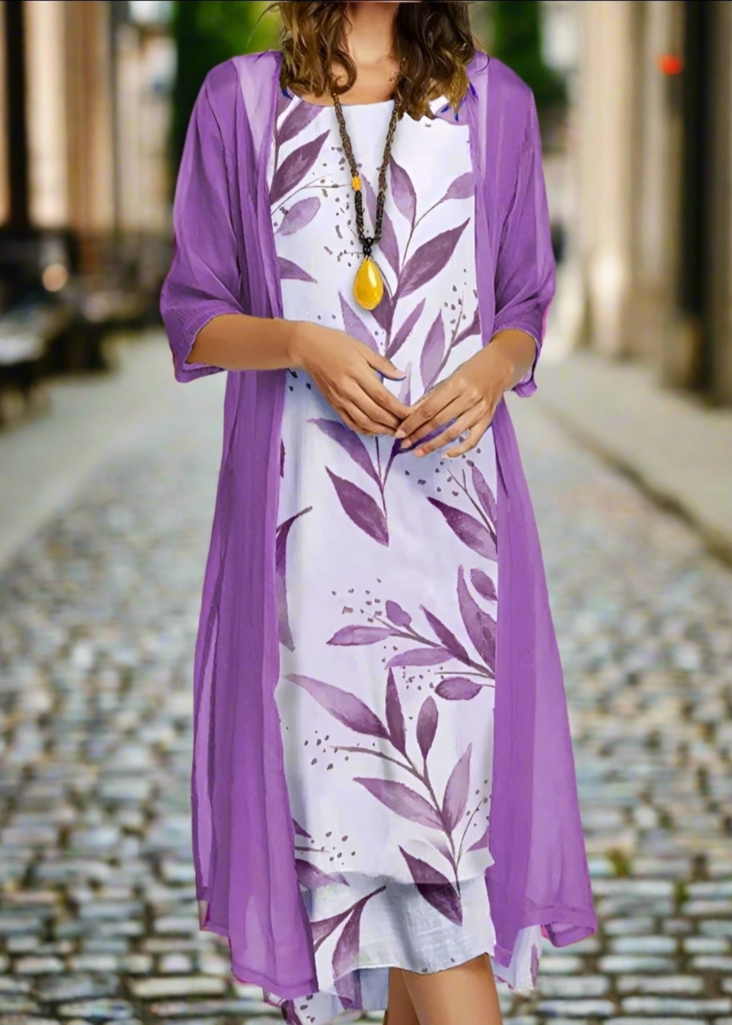 Fresh Bloom Two-Piece Set: Floral Long Dress for Spring & Summer