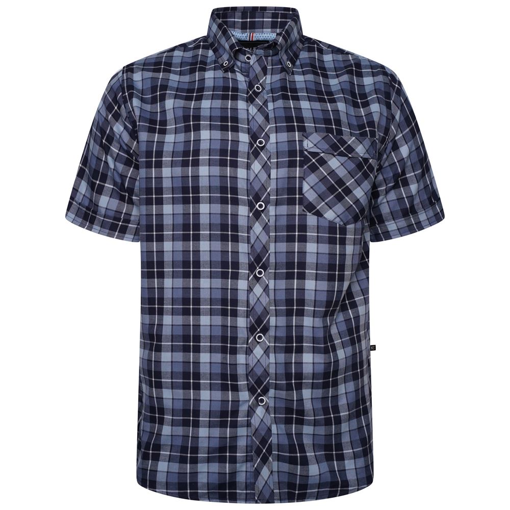 KAM Short Sleeve Check Shirt For Men with Button Down Collar in 2 Colours, 2XL-8XL