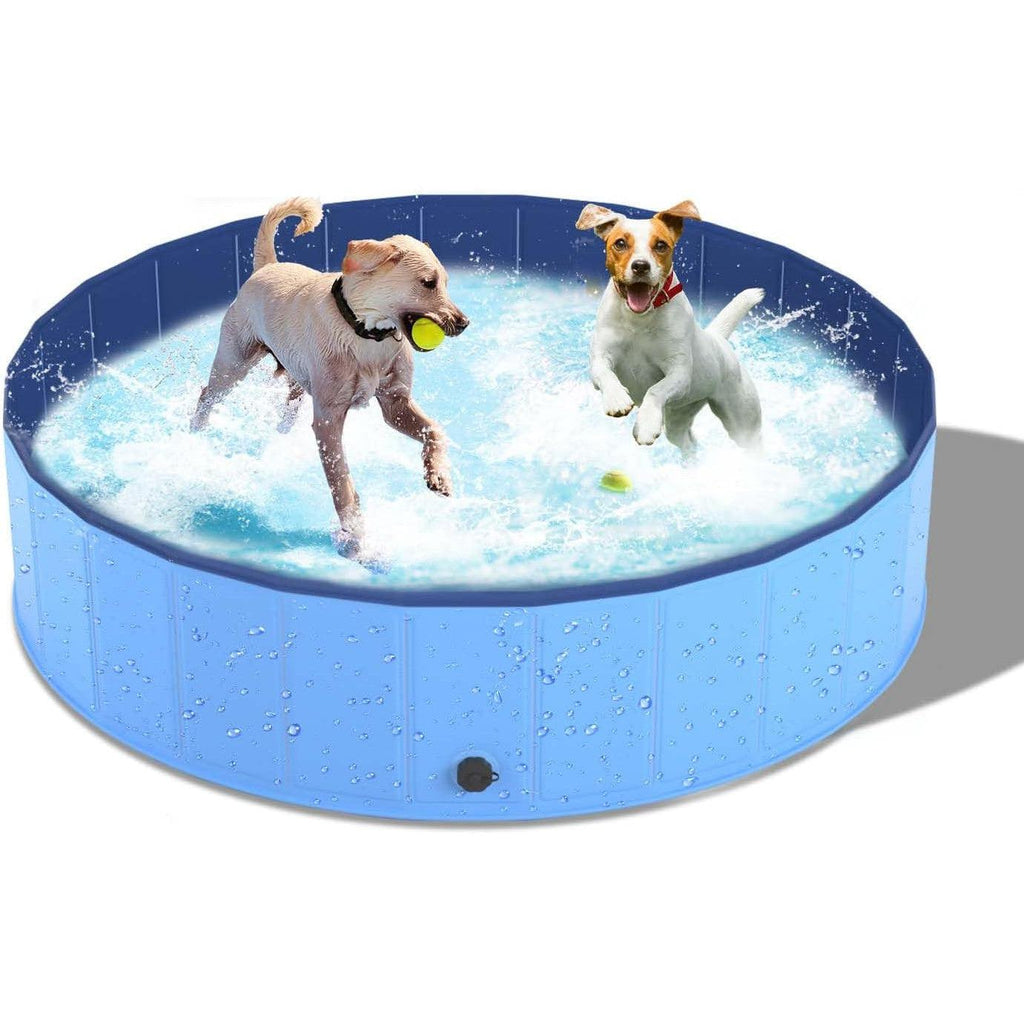 Dog Pool, Durable Paddling Pool with Quick Drainage Hole, Foldable Pet Bath Tub Outdoor