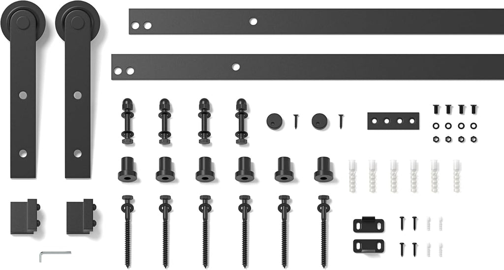 Sliding Barn Door Kit 7FT Heavy Duty Anchor Shaped Black Track SANKEYTEW