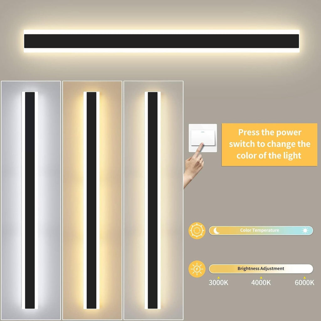 Mikeru 80CM LED Outdoor Modern Strip Wall Light, 3000k/4500k/6000k, 31W, IP65
