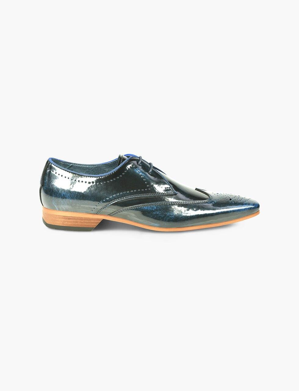 FRONT Mens Long Semi - Square Tyson Derby  Lace Up Shoes Navy UK 7 to UK 12