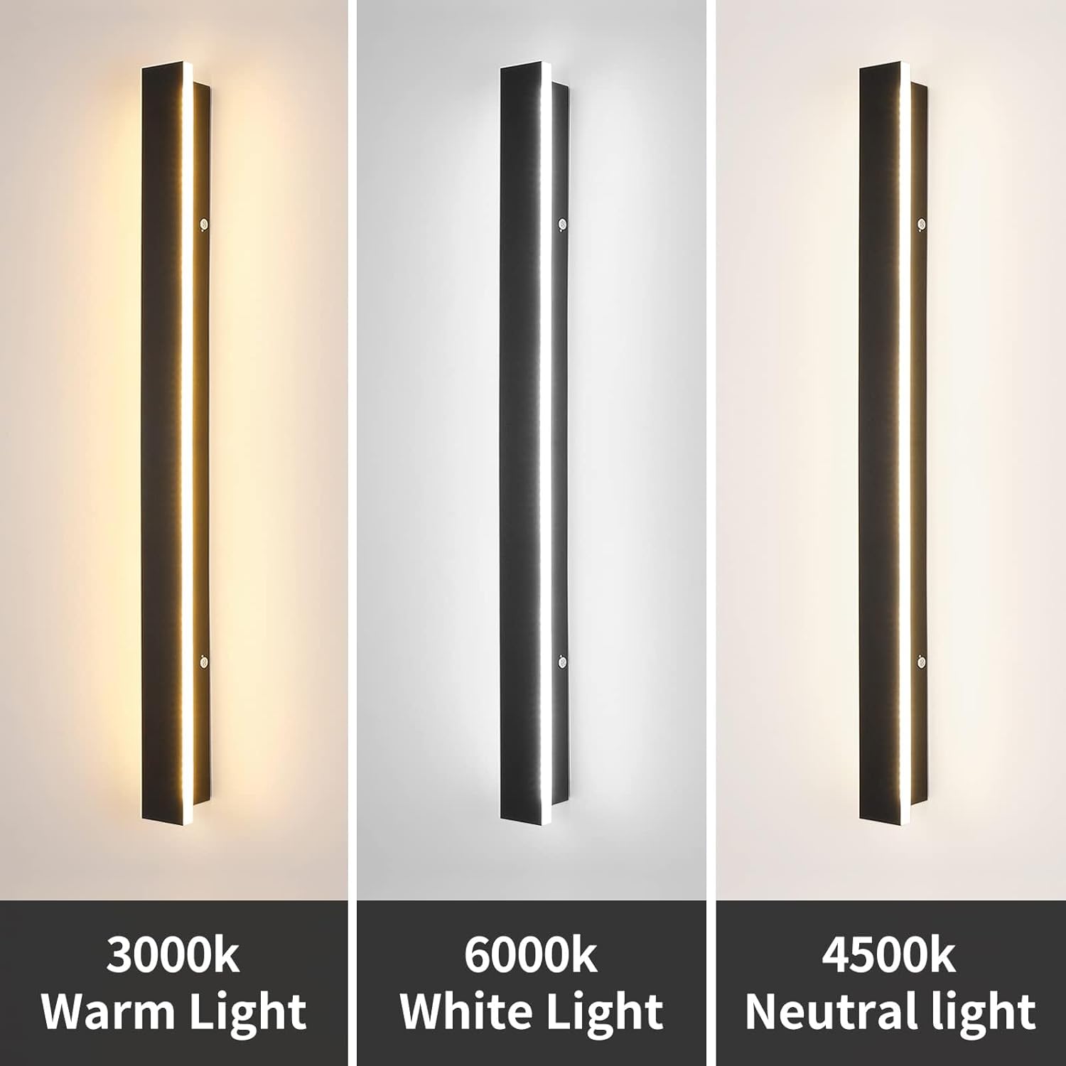 Mikeru 80CM LED Outdoor Wall Light, 3 Color 3000K/4500K/6000K, Rainproof