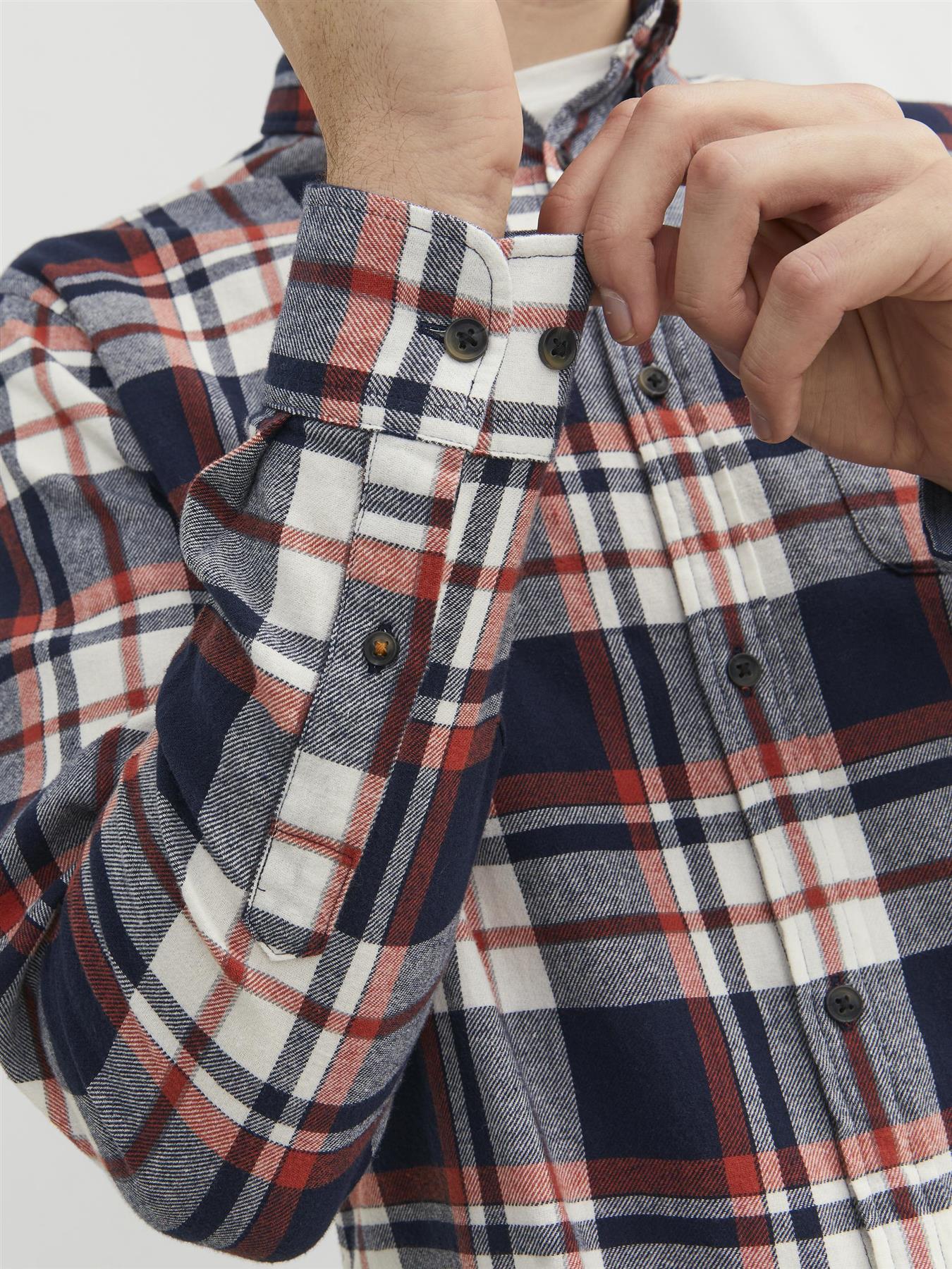 Jack & Jones Long Sleeves Check Shirt For Men (JJECLASSIC AUTUMN) in Hawaiian Sunset, L-XL