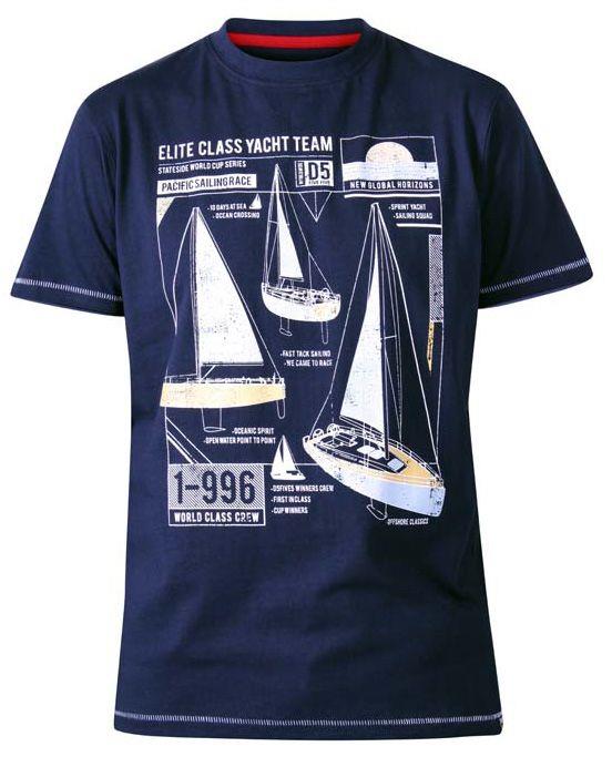 NEVILLE - D555 Mens Plus Size Yacht Team Crew Neck Printed T-Shirt