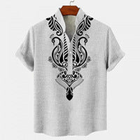 Men's Shirt Digital 3D Printing Linen Short Sleeve