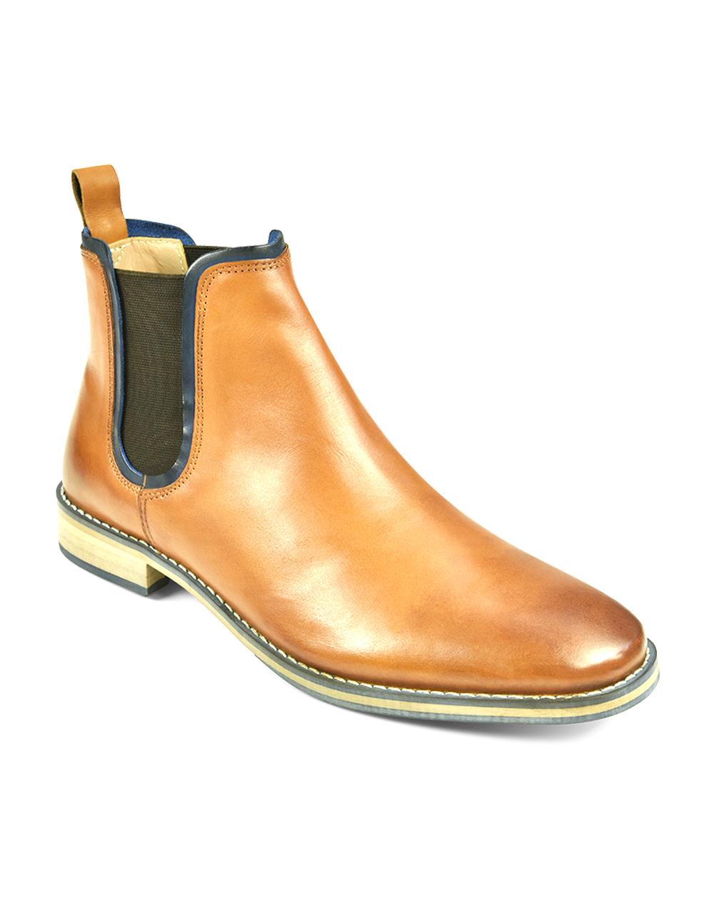 FRONT Mens Round Stanford Boot Slip On Shoes Tan UK 7 to UK 12