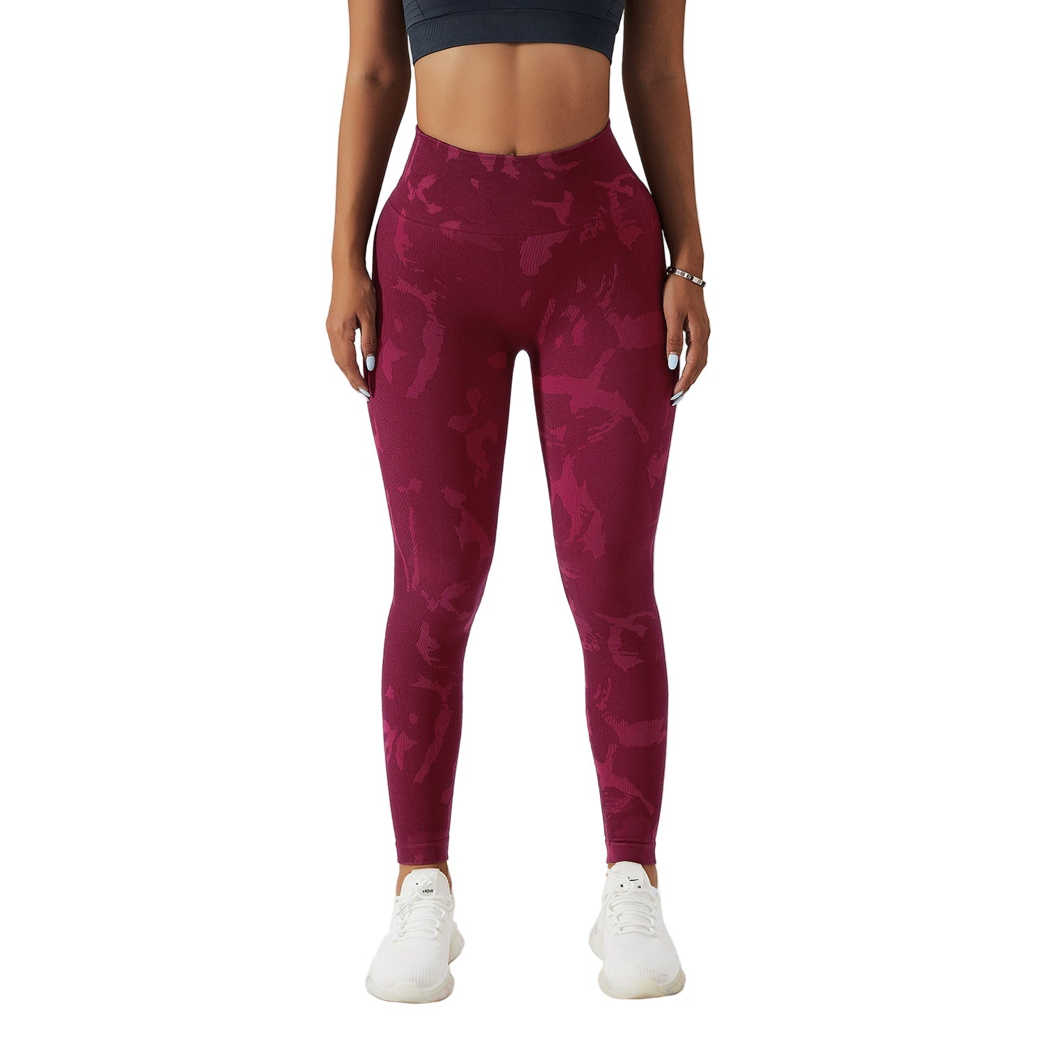 Camouflage Peach Hip Raise Fitness Pants Women's Quick-drying