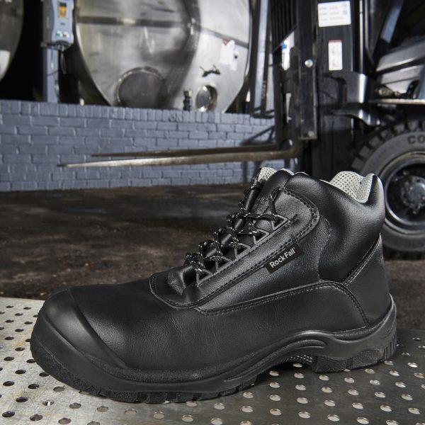Rock Fall RF250 Rhodium Chemical Resistant Safety Boot in 3 to 13, Black