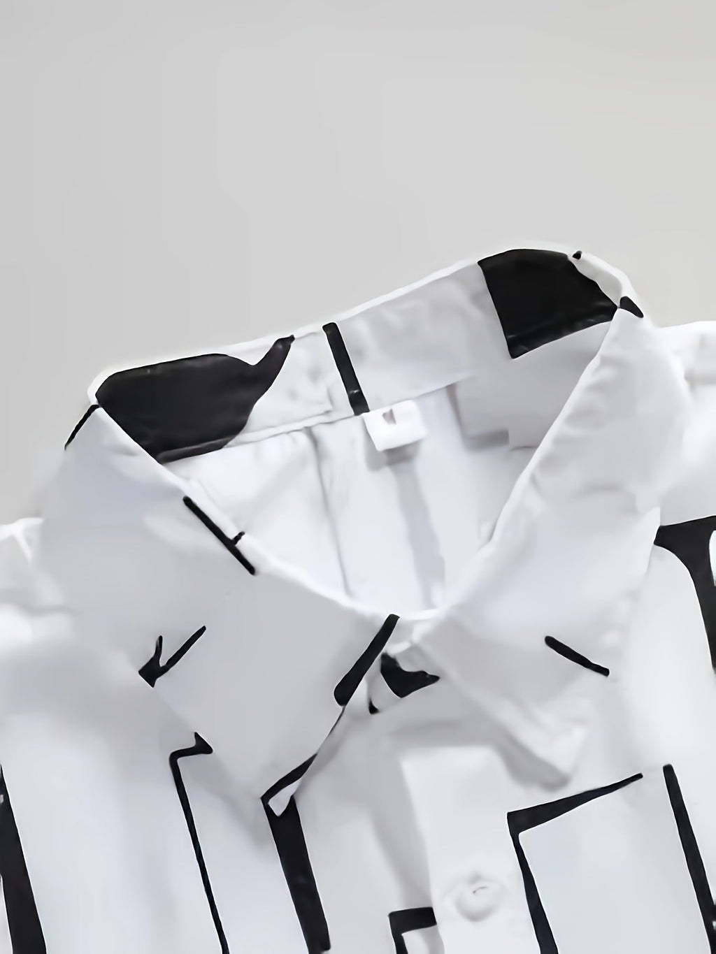 New Men's Casual Abstract Geometric Print, Button-Up Collar, Machine Washable Summer Shirt