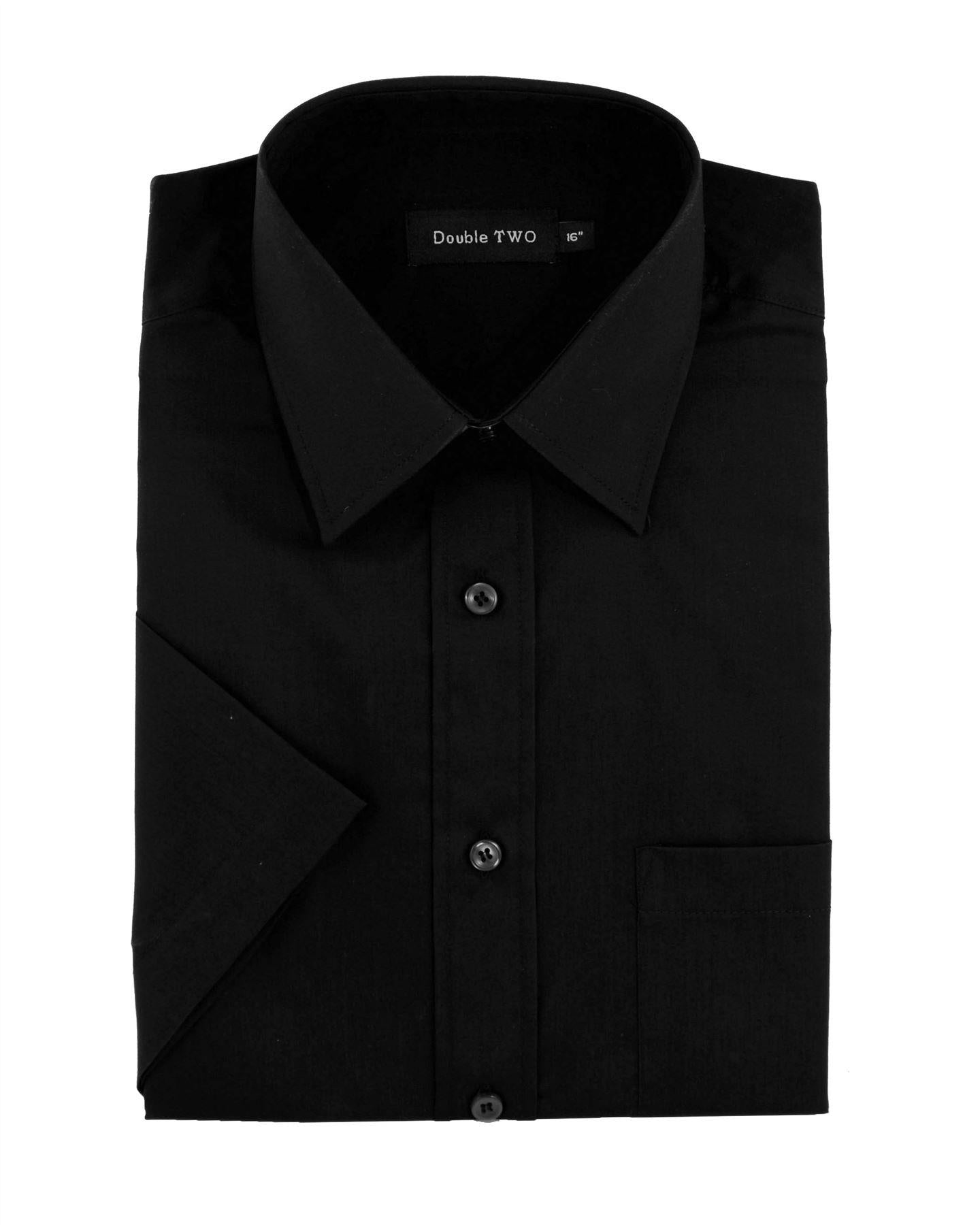 Folded black dress shirt with collar on a white background