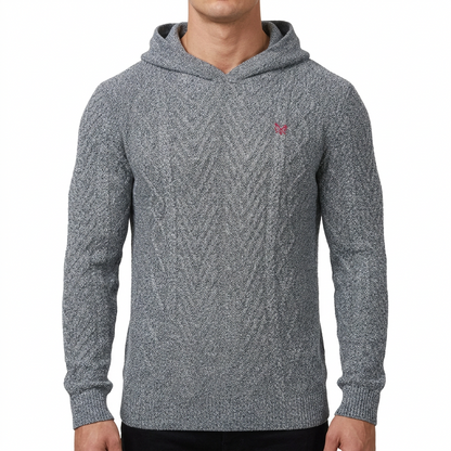 Crew Clothing Company Men's Cable Knit Pullover Hoodie, Regular Fit