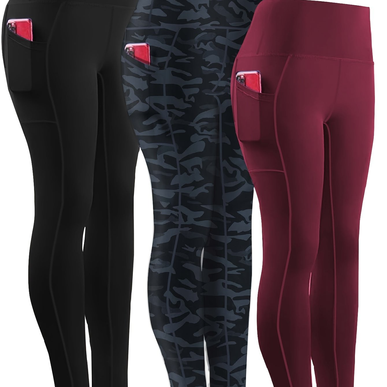 Three-piece Set, Sports Yoga Pants for Women, High Waist, Tight, Quick-Drying, Compression Pants, High Elasticity, Running Outerwear, Long Trousers, Bottoming Pants