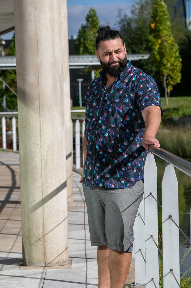 D555 FARNBOROUGH Guitar Print Short Sleeve Shirt For Men in Black, 2XL-6XL