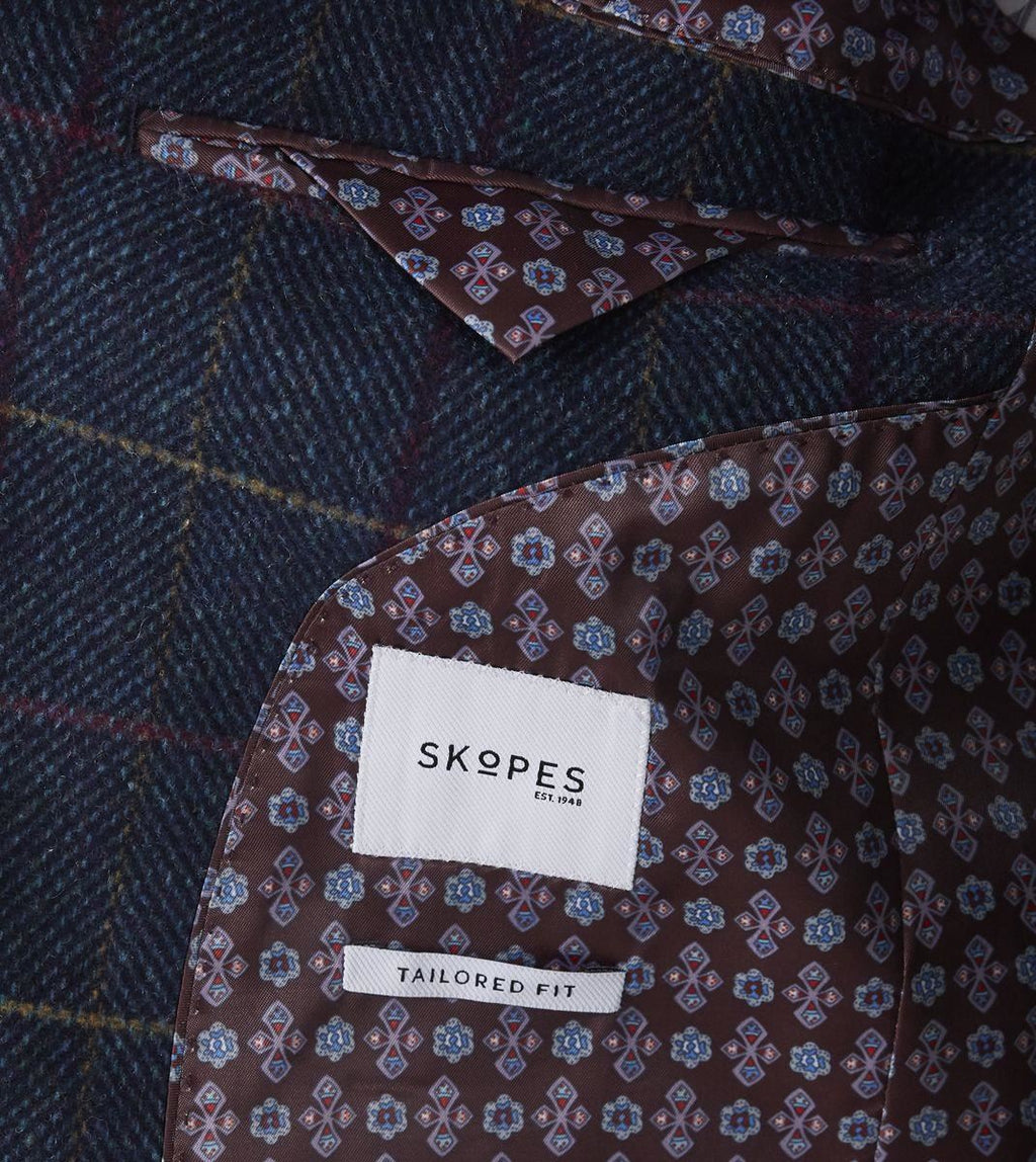 Skopes Tailored Fit Wool Blend Check Suit Jacket Doyle  in Navy 34 to 62