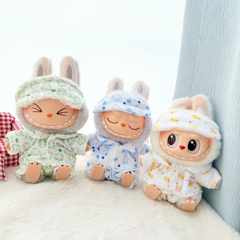 17cm Labubu I II Idol Dolls Clothes Eye Mask Pajamas Three Piece Set Accessories Korea Kpop Exo Clothing Plush Doll'S Clothes