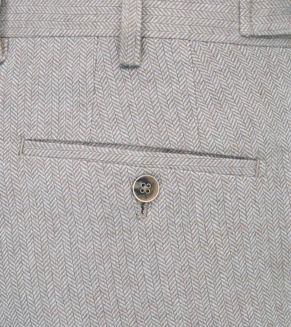 Skopes Men's Tailored Fit Suit Trouser Jude  Herringbone in Stone Waist 32 to 56