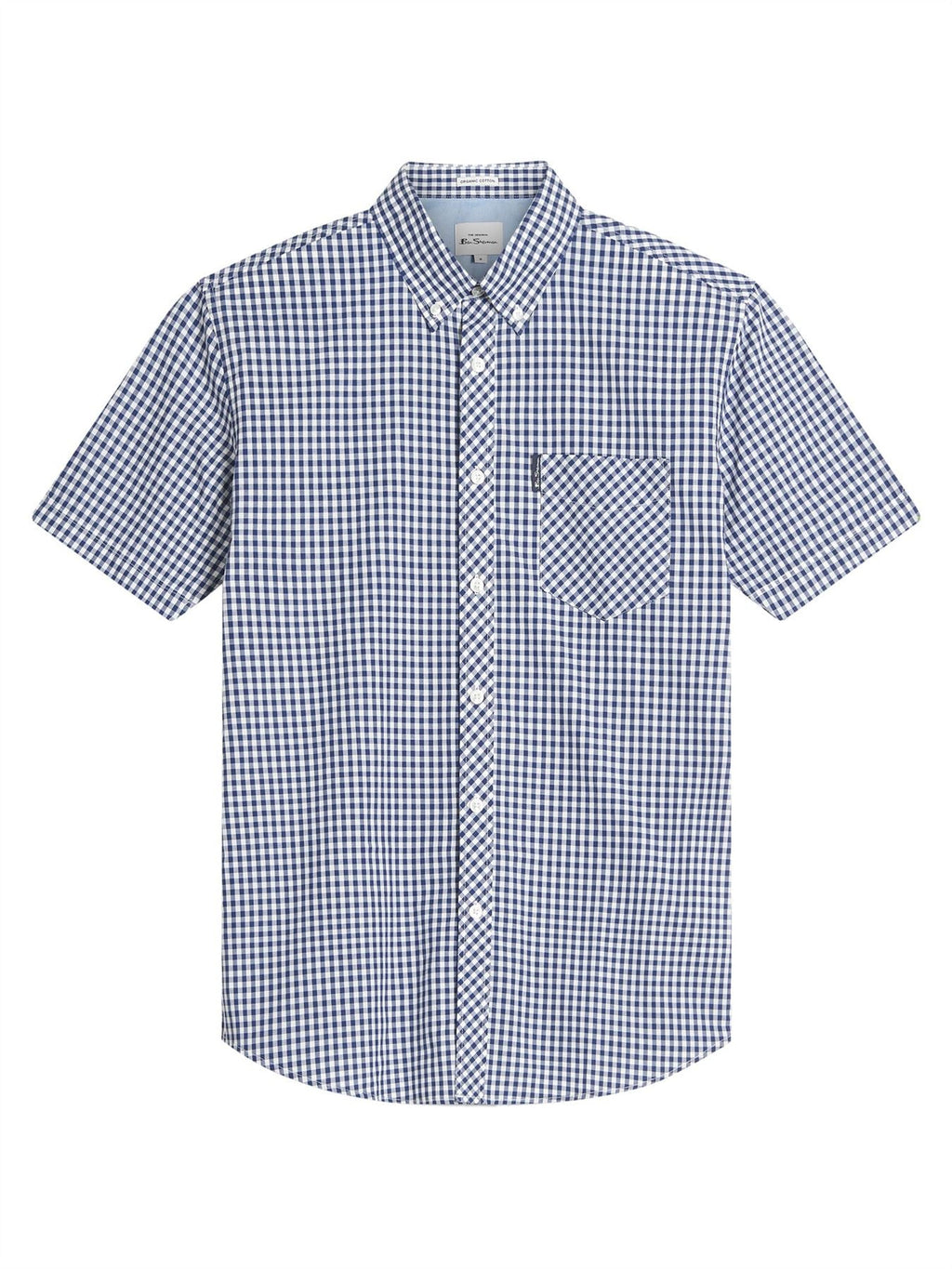 Ben Sherman Signature Gingham Check Short Sleeve Shirt For Men in Dark Blue, 2XL-5XL