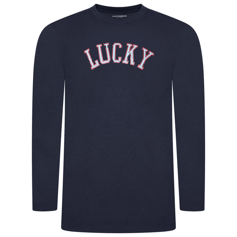 Lucky Brand Mens Pyjama Set Crew Neck Flannel Pants Cotton Lounge Sleepwear - QHA UK