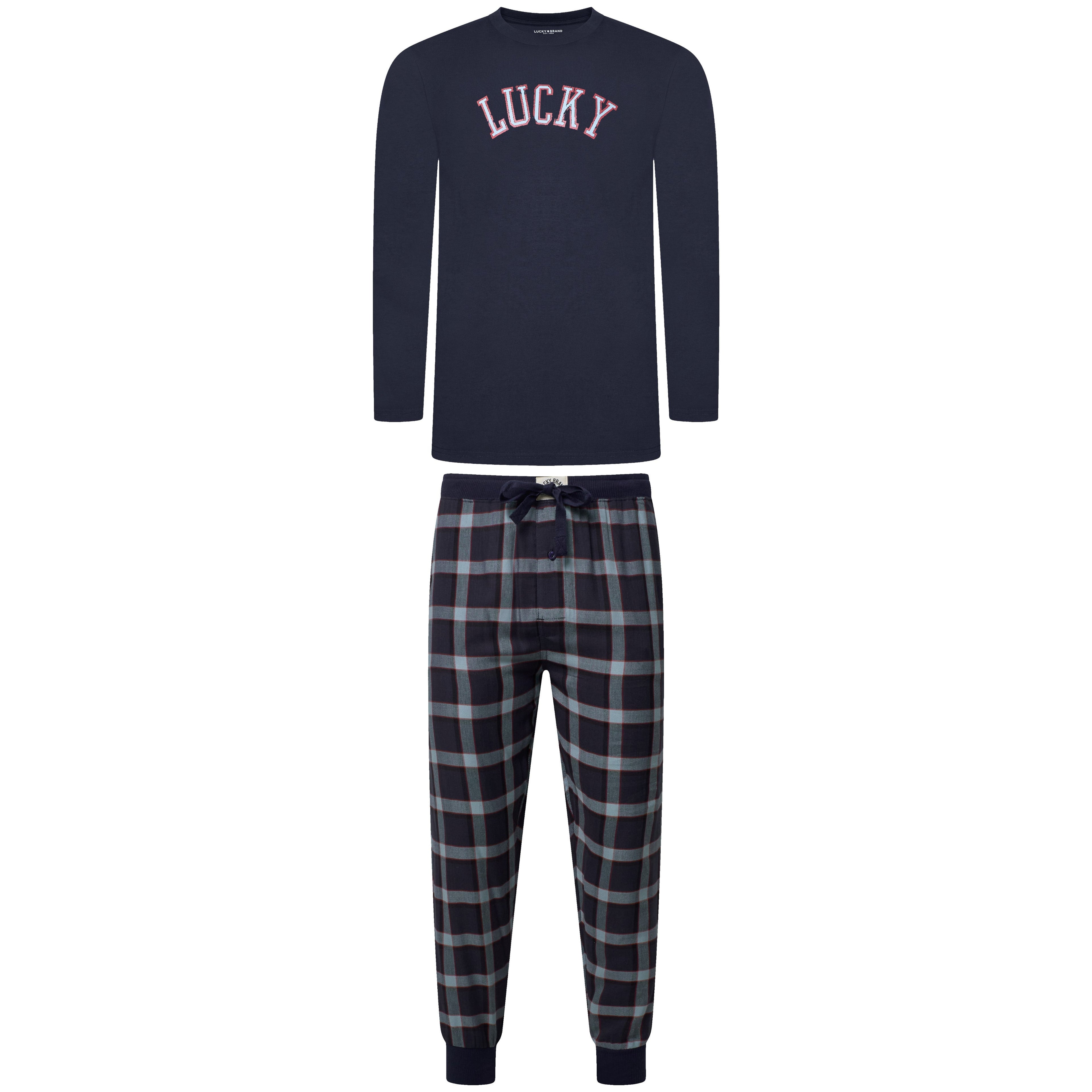 Lucky Brand Crew Neck & Closed Hem Flannel Pant Pyjama Set