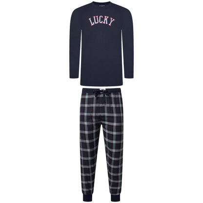 Lucky Brand Mens Pyjama Set Crew Neck Flannel Pants Cotton Lounge Sleepwear - QHA UK