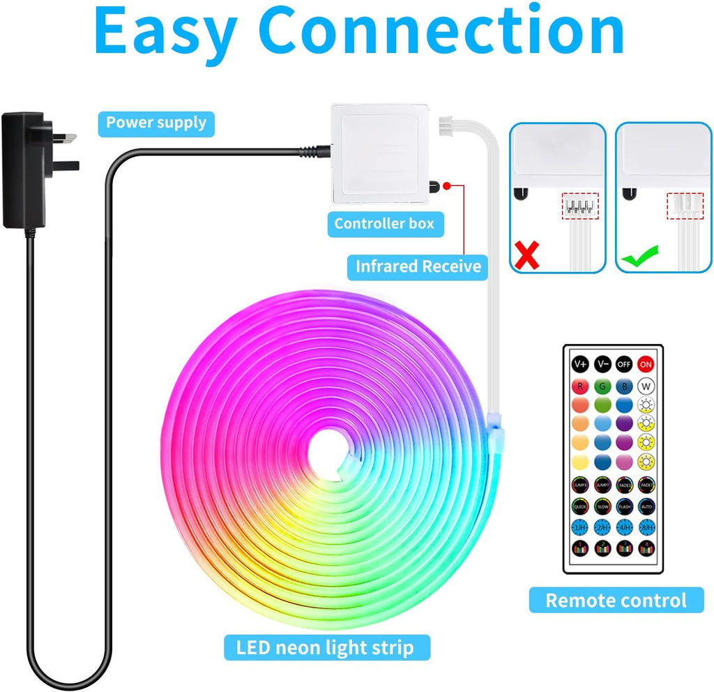 LED Neon Strip Lights 20M RGB Waterproof Flexible Rope Light with APP segrass