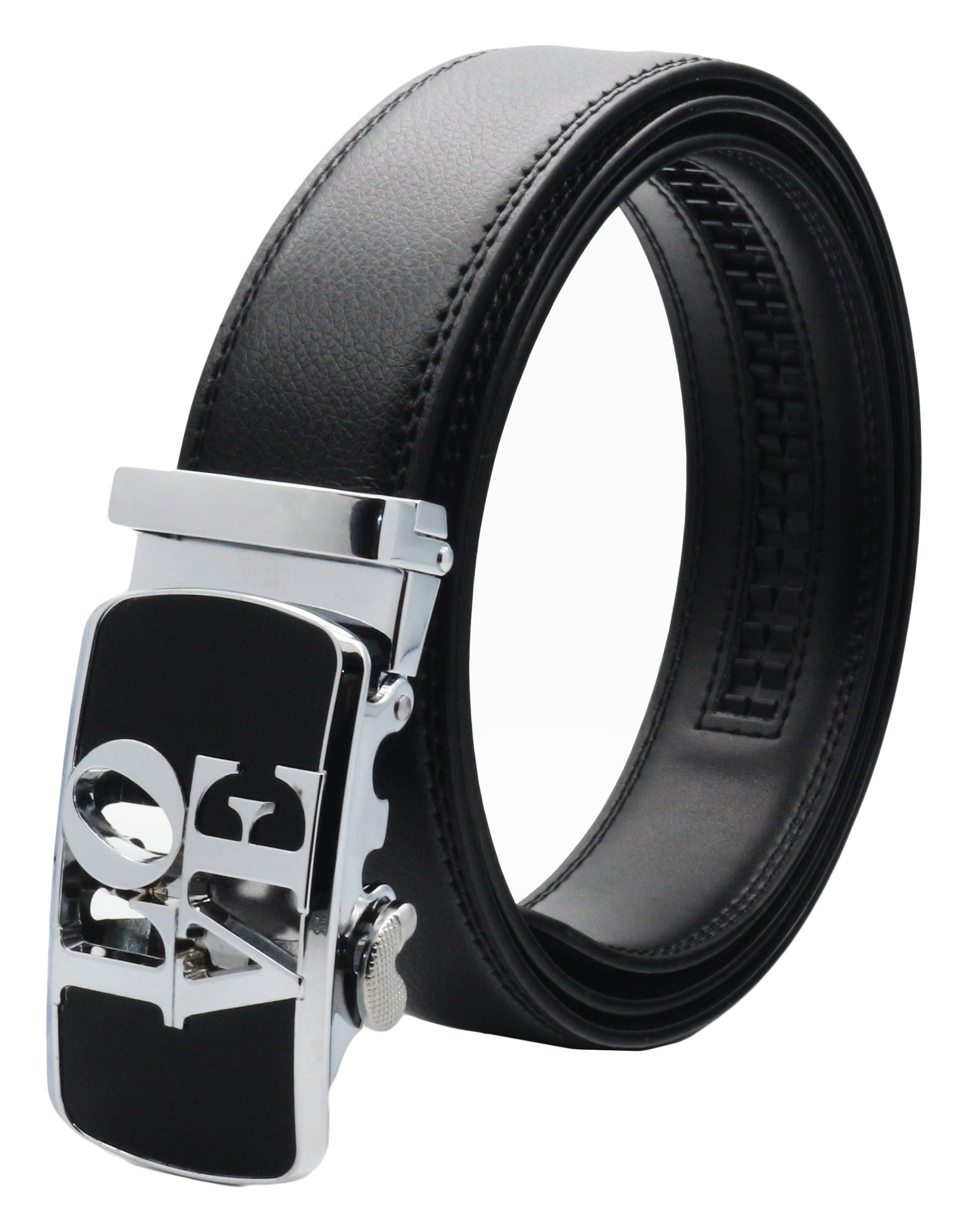 QHA Womens 35mm Ratchet Split Leather Belt, "LOVE" Buckle Q61