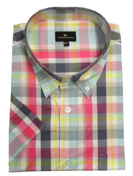 COTTON VALLEY PURE COTTON SHORT SLEEVE CHECK SHIRTS (2013) 2XL TO 8XL, 4 STYLES