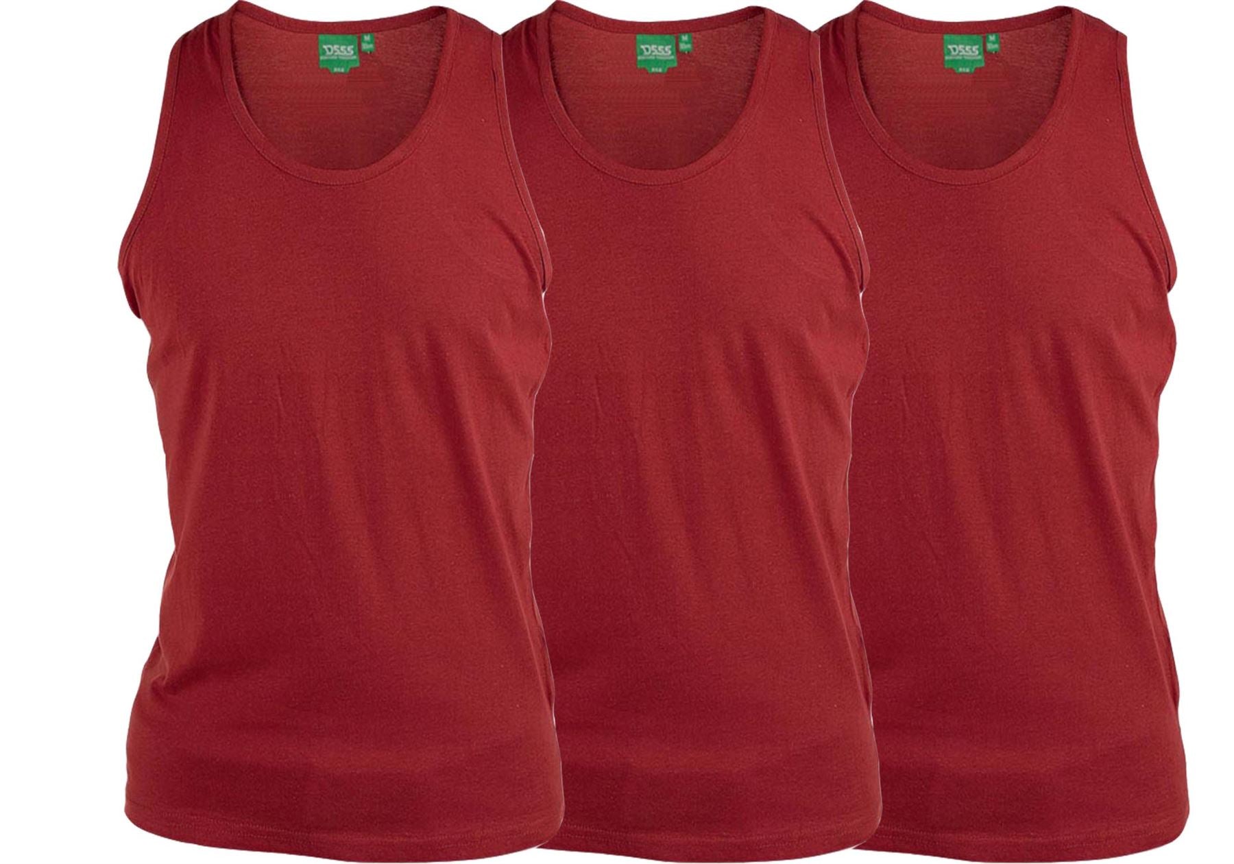 D555 Pure Cotton Long Length 3 Pack Muscle Vests Size Medium to XXL