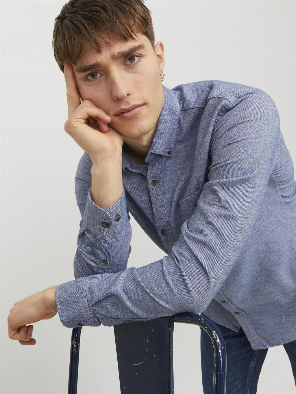 Jack & Jones Long Sleeves Shirt For Men (JJECLASSIC MELANGE) in 4 Colours, L-XL