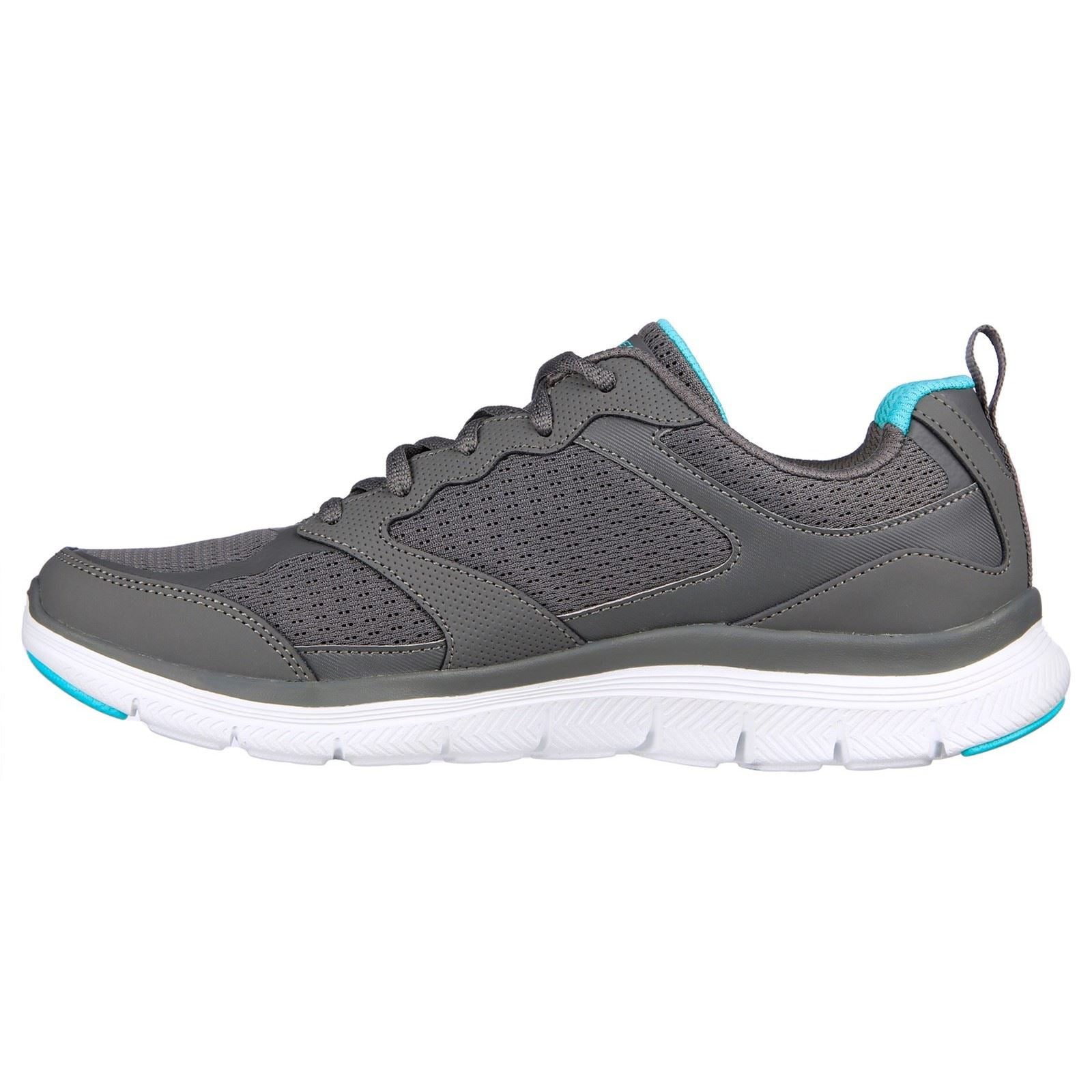 Skechers (GAR149305) Women's Flex Appeal 4.0 Active Flow Sport Shoes in Charcoal/Turquoise 3 to 8