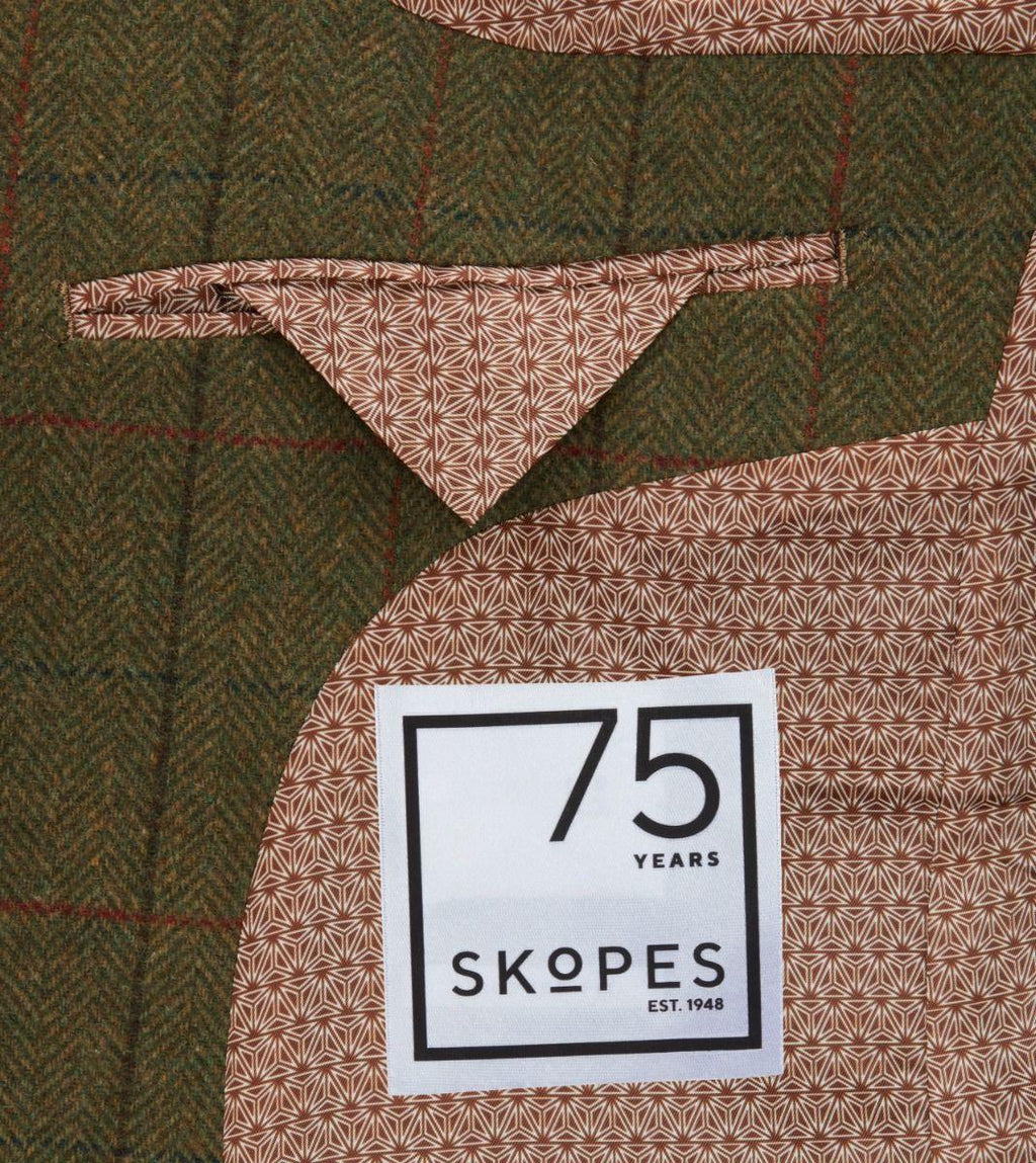 Skopes Men's Plus Size Wool Blend Tweed Window Check Jacket in Green, Size 52-62