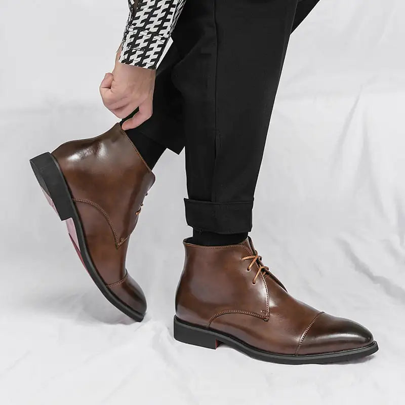 Crimson Sole Leather Boots