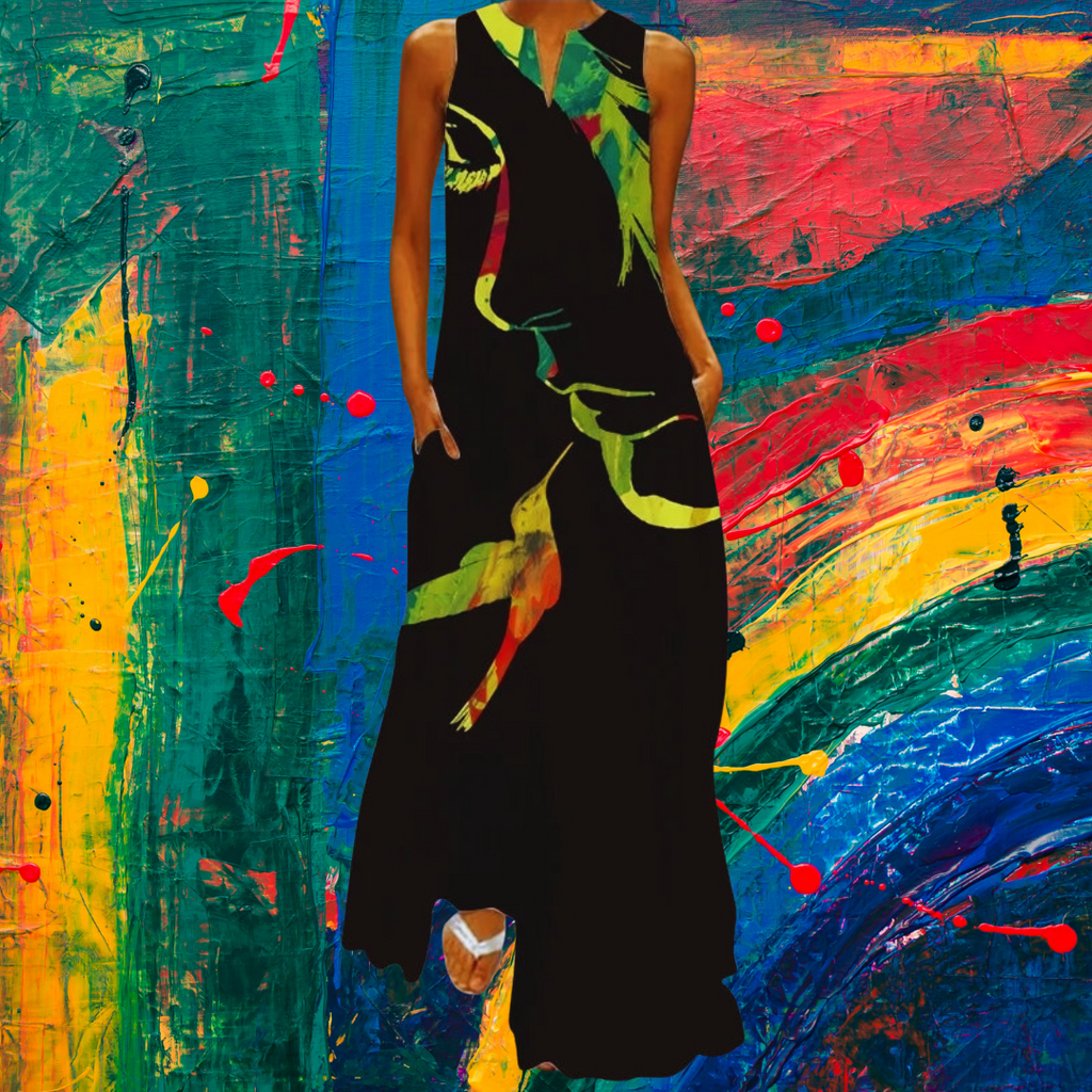 Bohemian Printed Maxi Dress with Pockets - Loose Ankle-Length Summer A-Line Dress for Women COLLECTION