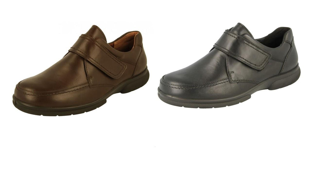DB Mens Extra Wide Fit Touch Strap Leather Shoes in Brown Size 14